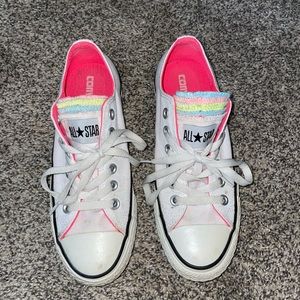 White and pastel converse